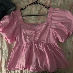pink blouse, size medium, old navy, puff sleeved